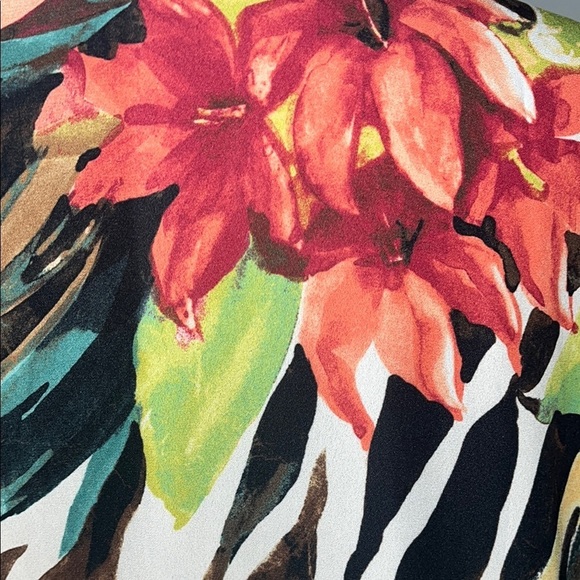 Chico’s NWOT Size 3 Tropical-Print Tulip-Sleeve Kimono Colorful Floral Blazer - Picture 11 of 13